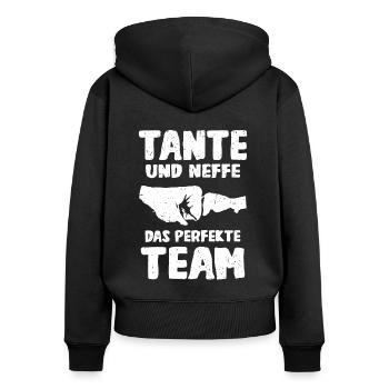 Tante & Neffe das perfekte Team - Frauen Premium Bio Zip Hoodie - Schwarz - Hinten - Julia (174cm)