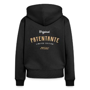 Patentante Limited Edition - Frauen Premium Bio Zip Hoodie - Schwarz - Hinten - Julia (174cm)