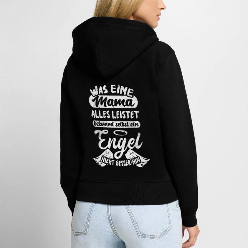 Mama Engel Mutter Spruch Muttertag Frauen Premium Bio Zip Hoodie