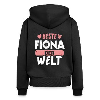 Beste Fiona der Welt - Frauen Premium Bio Zip Hoodie - Schwarz - Hinten - Julia (174cm)