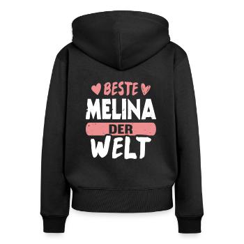 Beste Melina der Welt - Frauen Premium Bio Zip Hoodie - Schwarz - Hinten - Julia (174cm)