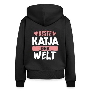 Beste Katja der Welt - Frauen Premium Bio Zip Hoodie - Schwarz - Hinten - Julia (174cm)
