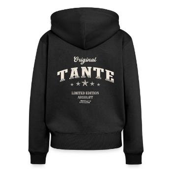 Tante Limited Edition Lustiges Tanten - Frauen Premium Bio Zip Hoodie - Schwarz - Hinten - Julia (174cm)