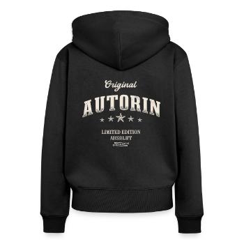 Autorin Limited Edition Autoren - Frauen Premium Bio Zip Hoodie - Schwarz - Hinten - Julia (174cm)