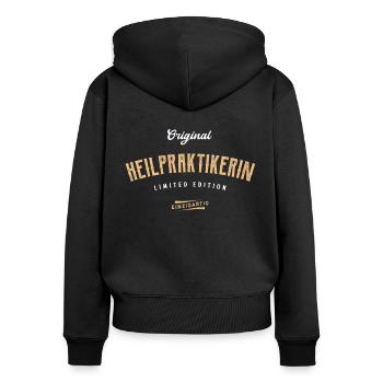 Heilpraktikerin Limited Edition - Frauen Premium Bio Zip Hoodie - Schwarz - Hinten - Julia (174cm)