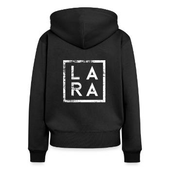 Lara Minimalisme - Sweat à capuche zippé Premium bio Femme - noir - Dos - Julia (174cm)