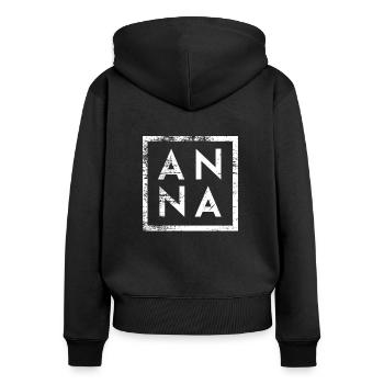 Anna Minimalismus - Frauen Premium Bio Zip Hoodie - Schwarz - Hinten - Julia (174cm)