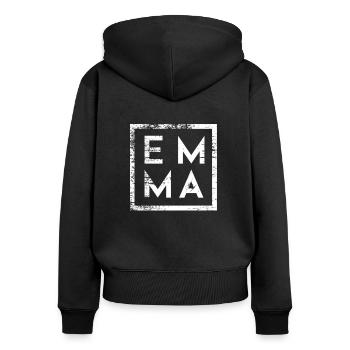 Emma Minimalism - Women's Premium Organic Zip Hoodie - black - Back - Julia (174cm)