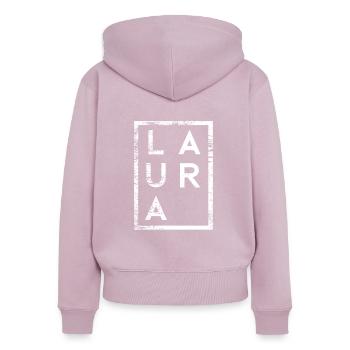 Laura Minimalismus - Frauen Premium Bio Zip Hoodie - Altrosa - Hinten - Julia (174cm)