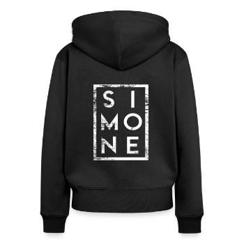Simone Minimalismus - Frauen Premium Bio Zip Hoodie - Schwarz - Hinten - Julia (174cm)