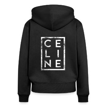 Céline Minimalisme - Sweat à capuche zippé Premium bio Femme - noir - Dos - Julia (174cm)