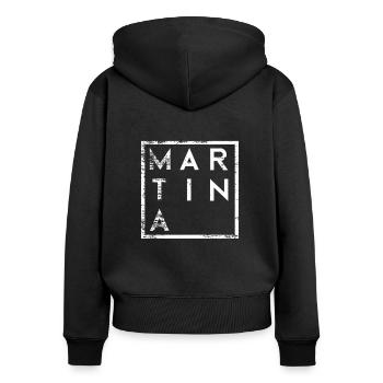 Martina Minimalismus - Frauen Premium Bio Zip Hoodie - Schwarz - Hinten - Julia (174cm)