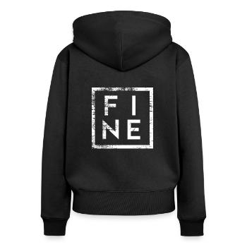 Fine Minimalismus - Frauen Premium Bio Zip Hoodie - Schwarz - Hinten - Julia (174cm)