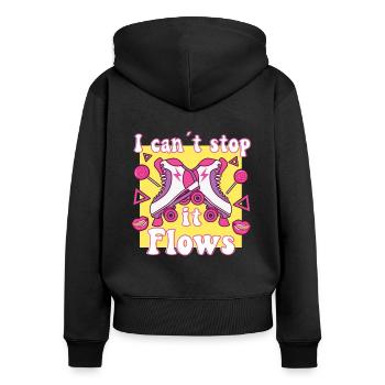 I Cant Stop It Flows Roller Skates Rollerskating - Frauen Premium Bio Zip Hoodie - Schwarz - Hinten - Julia (174cm)
