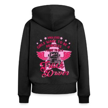 Want To Be Truck Driver For Women Trucker Gift - Frauen Premium Bio Zip Hoodie - Schwarz - Hinten - Julia (174cm)