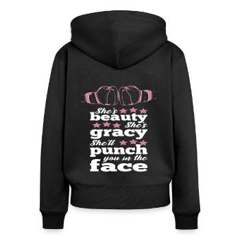 Women Boxing Idea Shell Punch You In The Face - Frauen Premium Bio Zip Hoodie - Schwarz - Hinten - Julia (174cm)