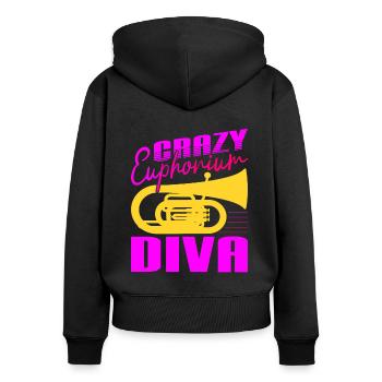 Crazy Euphorium Diva Baritone Player Gifts - Women's Premium Organic Zip Hoodie - black - Back - Julia (174cm)