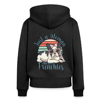 Bouledogue français juste une femme qui aime les Frenchies - Sweat à capuche zippé Premium bio Femme - noir - Dos - Julia (174cm)