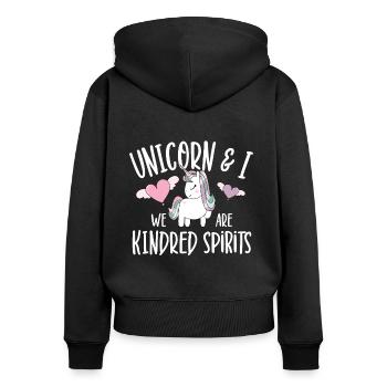 Vintage Rainbow Unicorn & I - Close Buddies Spirit - Women's Premium Organic Zip Hoodie - black - Back - Julia (174cm)