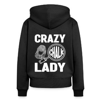 Crazy Chalk Lady Analyste enquêteur médico-légal - Sweat à capuche zippé Premium bio Femme - noir - Dos - Julia (174cm)