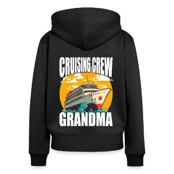 Équipage de croisière - Grand-mère - Vacances et famille - Sweat à capuche zippé Premium bio Femme - noir - Dos - Julia (174cm)