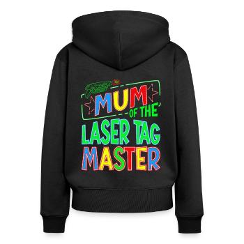 Mum Mom Of the Laser Tag Birthday Boy Master - Frauen Premium Bio Zip Hoodie - Schwarz - Hinten - Julia (174cm)