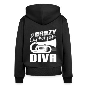 Crazy Euphorium Diva Baritone Bass Player Gifts - Women's Premium Organic Zip Hoodie - black - Back - Julia (174cm)