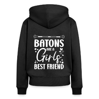 Baton Twirling Batons Are Girls Best Friend Twirl - Women's Premium Organic Zip Hoodie - black - Back - Julia (174cm)