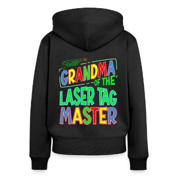 Gran Grand-mère du Laser Tag Birthday Boy Master - Sweat à capuche zippé Premium bio Femme - noir - Dos - Julia (174cm)
