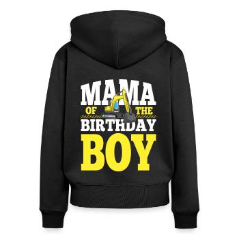 Mama Of the Birthday Boy Construction Family Party - Women's Premium Organic Zip Hoodie - black - Back - Julia (174cm)