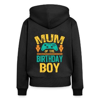 Mum Of the Birthday Boy Gaming Family Idea - Frauen Premium Bio Zip Hoodie - Schwarz - Hinten - Julia (174cm)