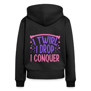 Baton Twirling I Twirl I Drop I Conquer Twirler - Sweat à capuche zippé Premium bio Femme - noir - Dos - Julia (174cm)