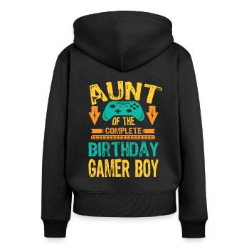 Aunt Of the Birthday Boy Gaming Family Party Gift - Frauen Premium Bio Zip Hoodie - Schwarz - Hinten - Julia (174cm)