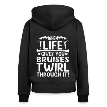 Twirler When Life Gives You Bruises Twirl It - Women's Premium Organic Zip Hoodie - black - Back - Julia (174cm)