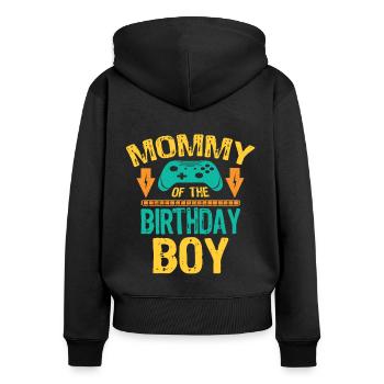 Maman de la famille de jeux de garçon d’anniversaire - Sweat à capuche zippé Premium bio Femme - noir - Dos - Julia (174cm)