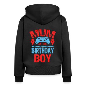 Maman de l’idée de famille de jeu de garçon d’anniversaire - Sweat à capuche zippé Premium bio Femme - noir - Dos - Julia (174cm)