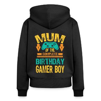 Mum Of the Birthday Boy Gaming Family Party - Frauen Premium Bio Zip Hoodie - Schwarz - Hinten - Julia (174cm)