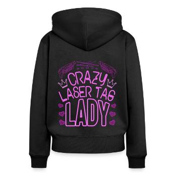 Crazy Laser Tag Lady Laser Tag Player Gift Idea - Frauen Premium Bio Zip Hoodie - Schwarz - Hinten - Julia (174cm)