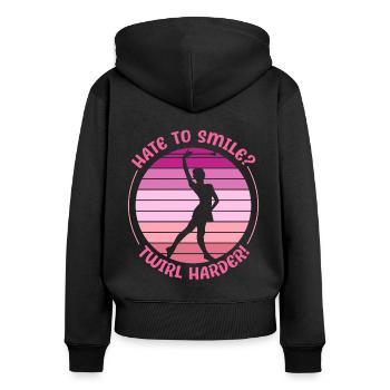 Bâton Twirling Hate To Smile - Twirl Matraque - Sweat à capuche zippé Premium bio Femme - noir - Dos - Julia (174cm)