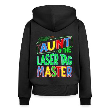 Auntie Of the Birthday Boy Laser Tag Family gift - Frauen Premium Bio Zip Hoodie - Schwarz - Hinten - Julia (174cm)