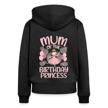 Mum Of the Birthday Boy Princess Gift Deco - Frauen Premium Bio Zip Hoodie - Schwarz - Hinten - Julia (174cm)