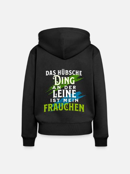Frauchen geht Gassi mit Hund - Frauen Premium Bio Zip Hoodie - Schwarz