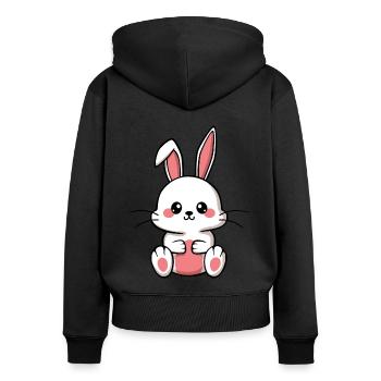Lapin mignon - Sweat à capuche zippé Premium bio Femme - noir - Dos - Julia (174cm)