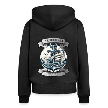 La navigation à l’ancre prépare les marins à l’aventure - Sweat à capuche zippé Premium bio Femme - noir - Dos - Julia (174cm)