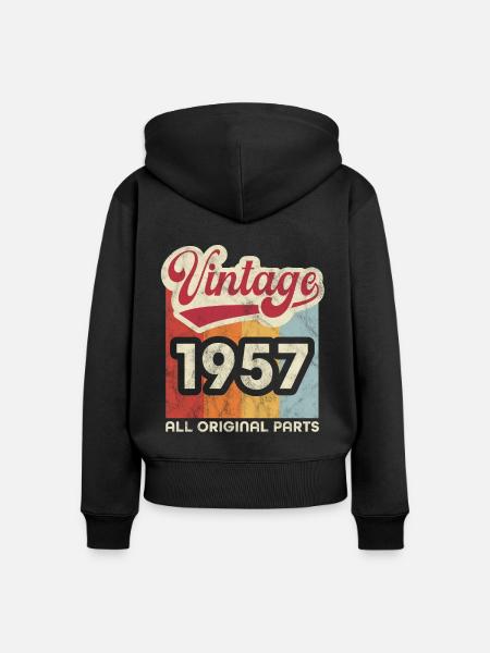 Jahrgang 1957 - Frauen Premium Bio Zip Hoodie - Schwarz