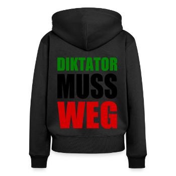 Iran diktator muss weg - Frauen Premium Bio Zip Hoodie - Schwarz - Hinten - Julia (174cm)