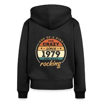 Unique en son genre totalement fou depuis 1979 Rocking - Sweat à capuche zippé Premium bio Femme - noir - Dos - Julia (174cm)