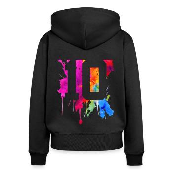 10 JAHRE 10. GEBURTSTAG - Frauen Premium Bio Zip Hoodie - Schwarz - Hinten - Julia (174cm)