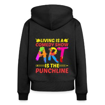 Artiste Peintre L’art graphique est l’art de la punchline - Sweat à capuche zippé Premium bio Femme - noir - Dos - Julia (174cm)