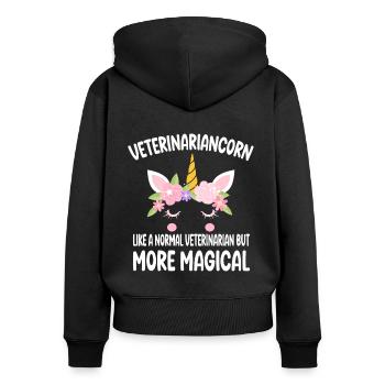 Funny Veterinariancorn Veterinarian Gifts - Frauen Premium Bio Zip Hoodie - Schwarz - Hinten - Julia (174cm)
